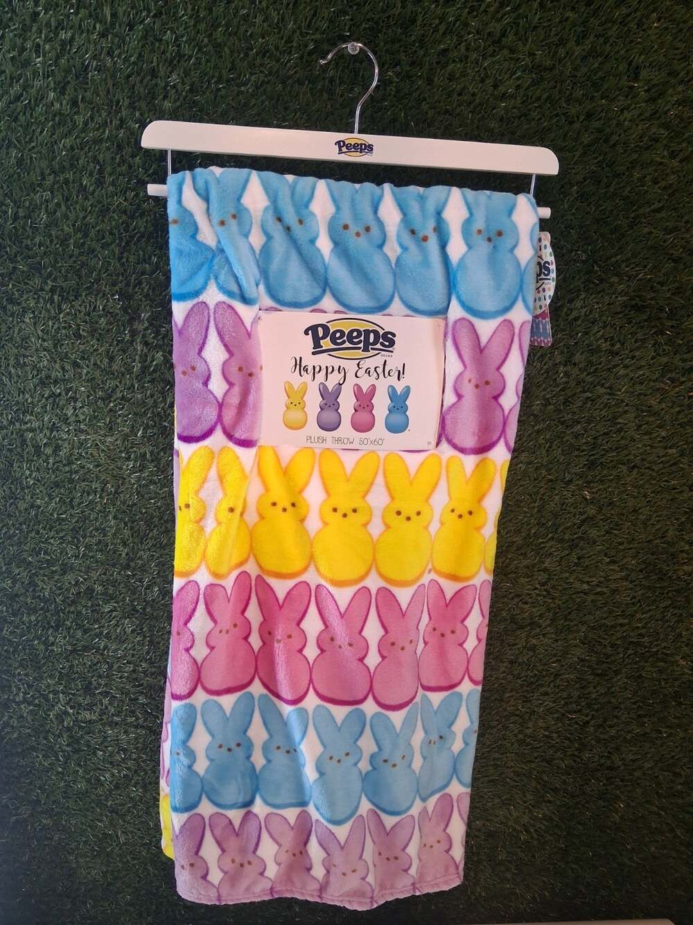 Peeps Easter Plush Throw Blanket 50x60 Rainbow Bunny Colorful Soft Fleece New